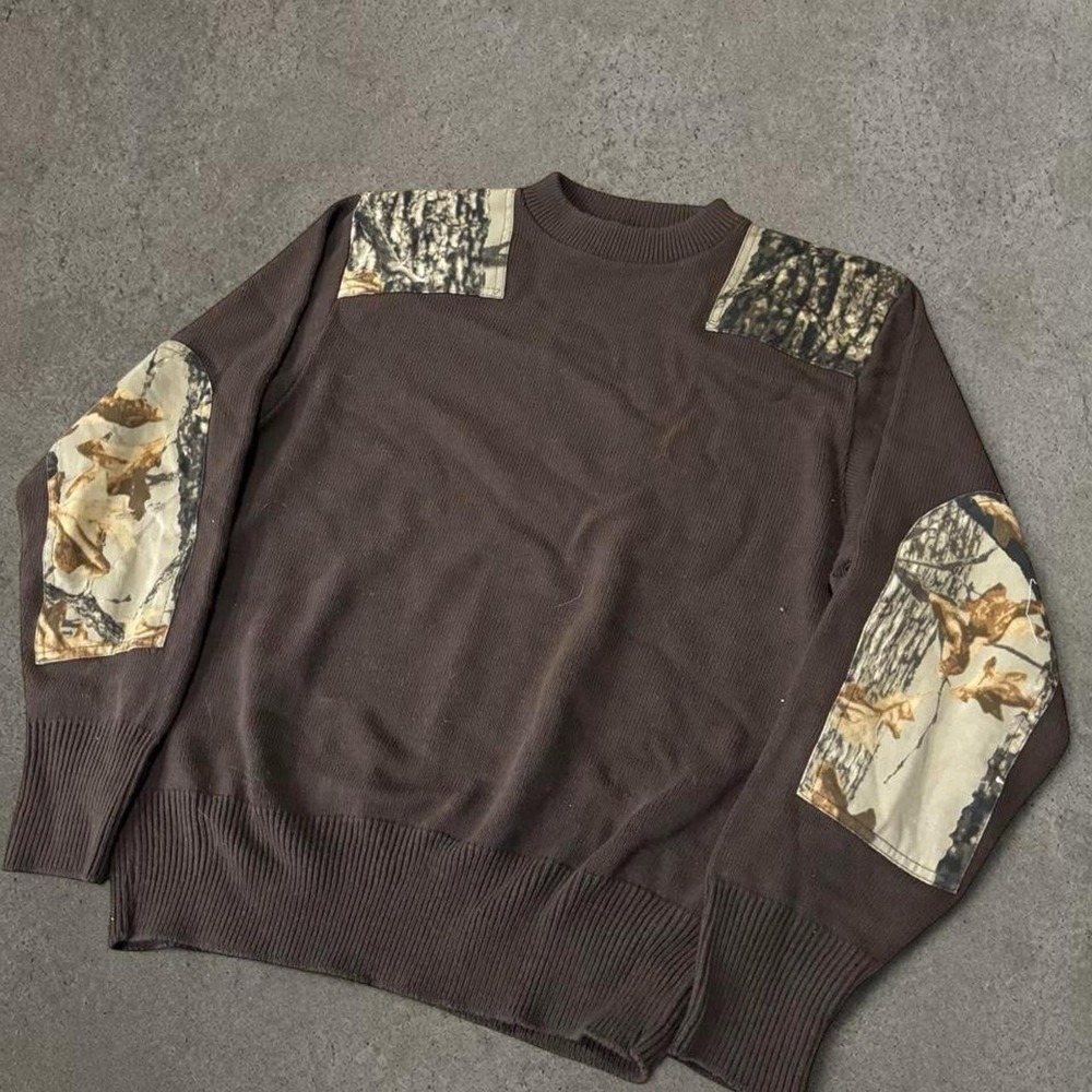 vintage camo embroidery patched heavy weight long sleeve size large